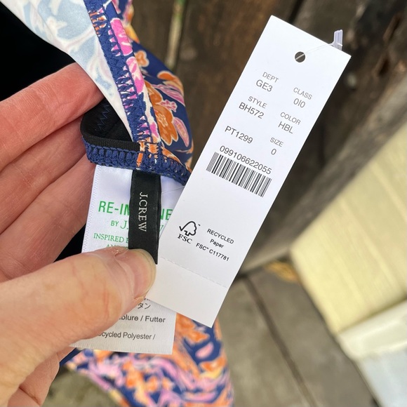 J Crew Ruched One Shoulder One Piece Floral Block Print Swimsuit NWT Sz 0 - Picture 3 of 16